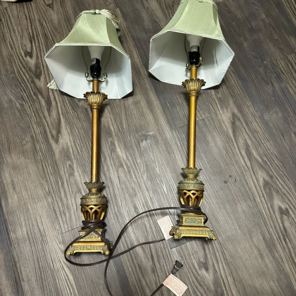 Vintage Elegant Gold and Cream Table Lamps